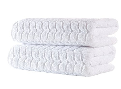 BAGNO MILANO Turkish Cotton Bath Towels, Hand Towels - Soft Plush Jacquard Collection - Highly Absorbent Towel Set (White, 6 pcs Towel Set) - color: White, size: 6 pcs Towel Set