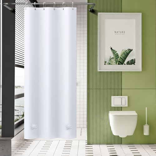 AmazerBath Stall Shower Curtain 36x72, White Shower Curtain Plastic, Small Shower Curtain Liner Heavy Duty Thick PEVA, Walk in Shower Liner with 2 Weighted Stones and 6 Grommet Holes - color: White, size: 36"W x 72"L (Pack of 1)