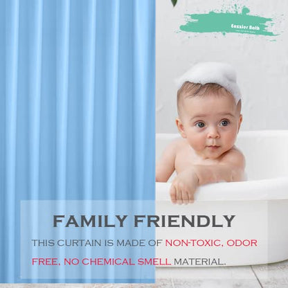 Baby Blue Plastic Shower Curtain Or Liner, 72x72 Inch Lightweight Cream Blue Plastic Bathroom Shower Showroom Inner Curtain with Rustproof Metal Grommet Holes and Weighted Magnets - color: D04-sky Blue, size: 72"W x 72"L (Pack of 1)