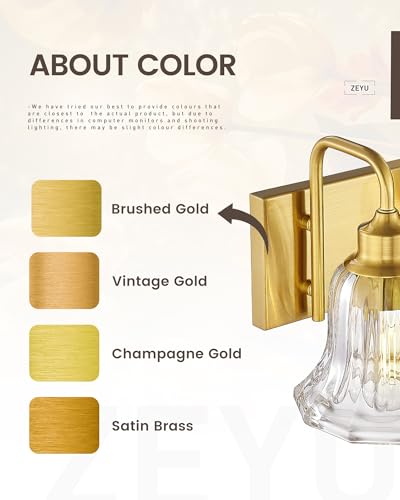 zeyu 22-Inch 3-Light Bathroom Lights Over Mirror Fixture, ZJX117B-3W BG | Gold Bathroom Light Fixtures, Clear Striped Glass Shades, Metal And Glass Construction, Wall-Mounted Bathroom Lighting - color: Gold+Clear Striped Glass, size: 3-Light