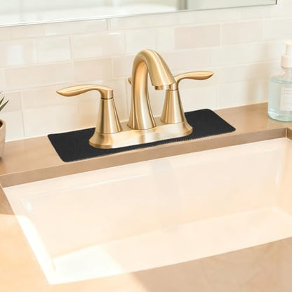 AHANDMAKER 3Pcs Faucet Mat Sink Splash Guard Black Rectangle Splash Pad with Oval Hole for Kitchen Bathroom Sink Backsplash Water Catcher Behind Faucet