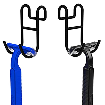 Shower Caddy Hooks, Razor Hanger for Shelf and Loofah (Black - 2 Open) - color: Black - 2 Open