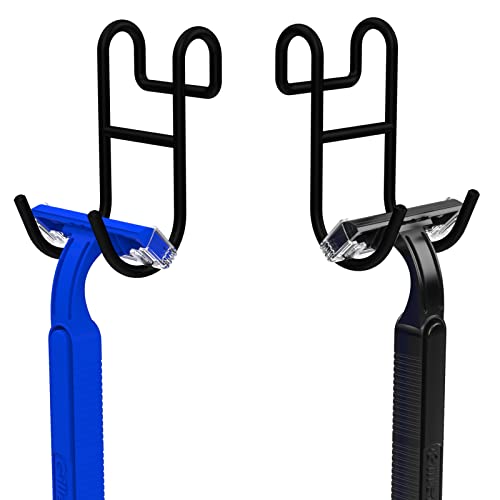 Shower Caddy Hooks, Razor Hanger for Shelf and Loofah (Black - 2 Open) - color: Black - 2 Open