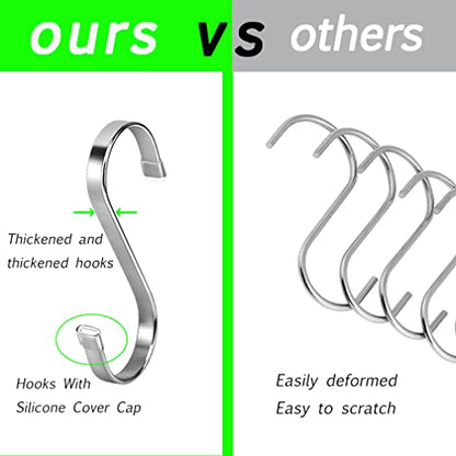 Heavy Duty S Hooks,Stainless Steel S Shaped Hook for Hanging Pots and Kitchenware, Utensils,Clothes, Bags, Cups,Towels, Plants-3.7 inch,8 Pack