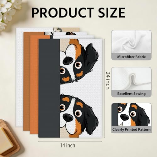 4 Pcs Funny Dog Kitchen Towels, Cute Dogs Gifts Decorative Dish Towels - color: Multi0232
