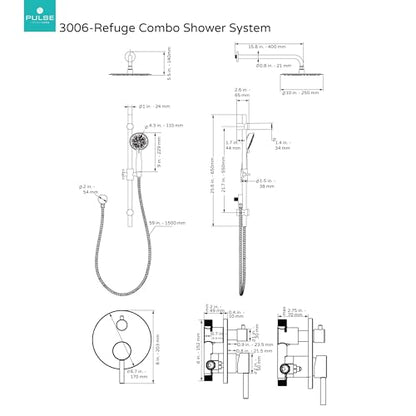 Refuge Rain Shower Head with Handheld Spray Combo - Brushed Nickel Finish - 10" Rainfall Shower Head with Handheld Combo | Adjustable Slide Bar | 5-Function Handshower | Tru-Temp Valve | 2.5 GPM - color: Brushed Nickel, size: 2.5 GPM