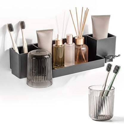 Tooth Brush Holder for Bathroom,Toothbrush Holders Wall Mounted,No Drilling Waterproof Electric Toothbrush Storage Rack, Toothbrush Organizer,Gray - color: Gray