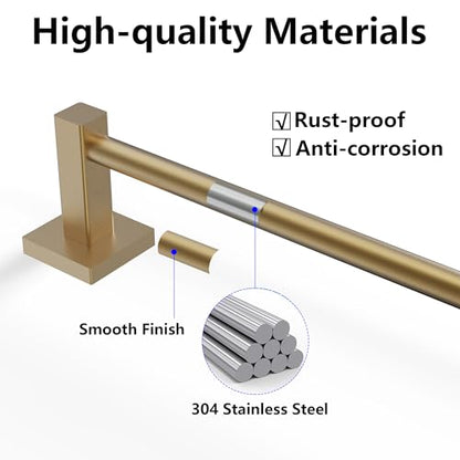 Towel Bar, Adjustable 12.7inch to 23.2inch Wall Mounted Towel Rack for Bathroom, Kitchen, SUS 304 Stainless Steel Towel Rod with Square Base (Gold) - color: Gold, size: Wall-Mounted