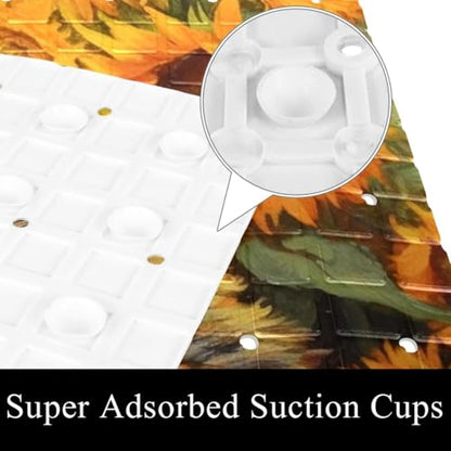 Shower Mat Non Slip 26.8 x 15.1 Inches, Cat Sunflowers Bathtub Mat Shower Stall Mats with Suction Cups and Drain Holes, Non Slip Bath Mat for Tub for Elderly & Kids - color: Multi 4