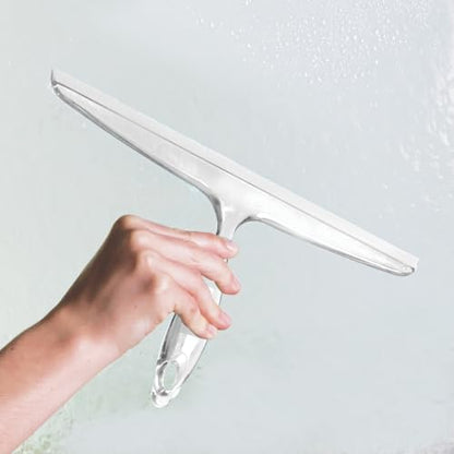 iDesign Plastic Bath Squeegee for Glass with Suction Hook Holder – 12", Clear - color: Clear, style: Pack of 1