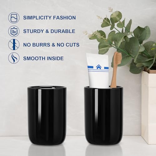 Bathroom Tumbler Cup Ceramic 12.6oz Reusable Toothbrush Cup 375ml,Toothbrush Holder for Your Bathroom (Black) - color: Smooth-black, size: 1pcs