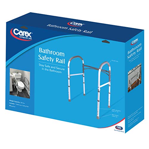Carex Toilet Safety Rails, Adjustable and Detachable Toilet Safety Frame with Handles for Elderly, Handicap, or Disabled, Heavy-Duty Non-Slip Bathroom Grab Bar, with Padded Handles and Aluminum Frame