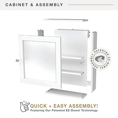 MCS 23x16 White Medicine Cabinet Organizer, Wall Mounted Bathroom Cabinet for Over-The-Toilet Storage, Bathroom Furniture & Restroom Organizer - size: 23x16 1-Door