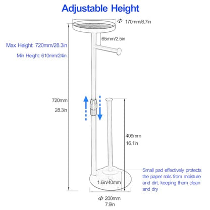 Toilet Paper Holder Stand, Bright White, Adjustable Height and Heavy, Floor Standing, Storages 4 Reserve Rolls, with Top Storage Shelf - color: Bright White