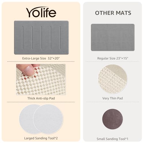 Yolife Stone Bath Mat Large, 32" x 20" Diatomaceous Earth Bath Mat for Bathroom, Super Absorbent Quick Drying Bathroom Stone Mat, Non-Slip Diatomite Shower Mat, Easy to Clean, Dark Grey - color: Dark Grey