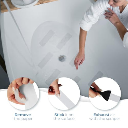Rectangle and XXL Rectangle – Anti-Slip Shower Stickers, 36 PCS Clear Adhesive Safety Strips