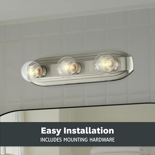 Designers Fountain 3-Lights Melrose Vanity Light Fixture, 18 Inch Wall Mount Sconce for Bathroom, Bedroom or Mirror, Brushed Nickel, 6613-BN - size: 3-Light
