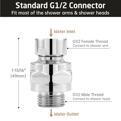 Shower Connector Ball Joint Shower Head Swivel Ball Adapter Brass Adjustable Shower Arm Extension Universal Component Polish Chrome - color: Chrome