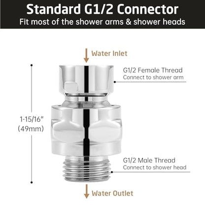 Shower Connector Ball Joint Shower Head Swivel Ball Adapter Brass Adjustable Shower Arm Extension Universal Component Polish Chrome - color: Chrome