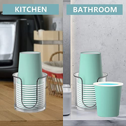 Bathroom Cup Dispenser,Small Disposable Paper Cup Holder,Compact Mouthwash Cups Holder PC Cup Dispenser for Bathroom Vanity Countertop (2 Pack) - color: Clear, size: 3 OZ