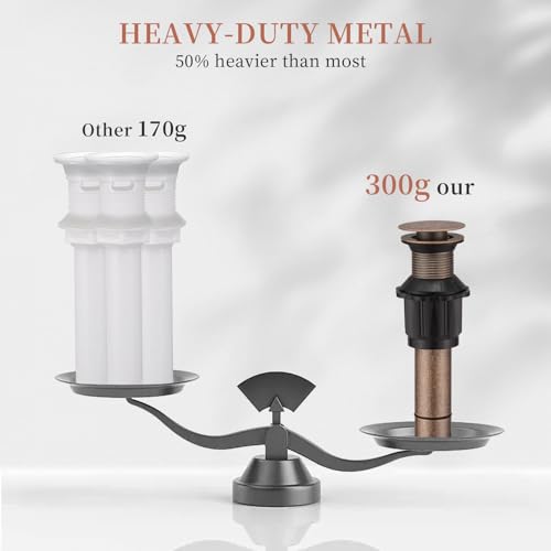 15/8" Bathroom Faucet Vessel Vanity Sink Pop Up Drain Assembly Stopper | Without Overflow Copper Push & Seal by Homevacious - color: Copper, style: Without Overflow
