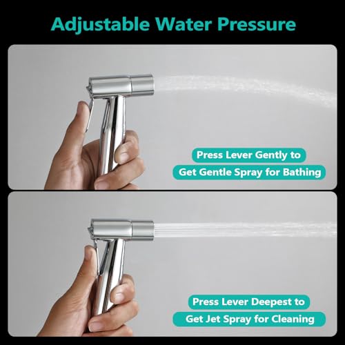 BARROCK Chrome Handheld Bidet Sprayer for Toilet,Stainless Steel Baby Cloth Diaper Jet Spray Kit,Bathroom Toilet Bidet Attachment Set with Adjustable Water Pressure for Bathing Pets and Feminine Wash - color: Chrome