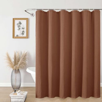 Aiyufeng 3D Textured Terracotta Shower Curtain for Bathroom, Fabric Shower Curtain Soft Cloth & Hotel Spa Quality, Luxury Boho Bathroom Curtains, Machine Washable, Terracotta, 72x72 Inches - color: Terracotta, size: 72"W x 72"L (Pack of 1)