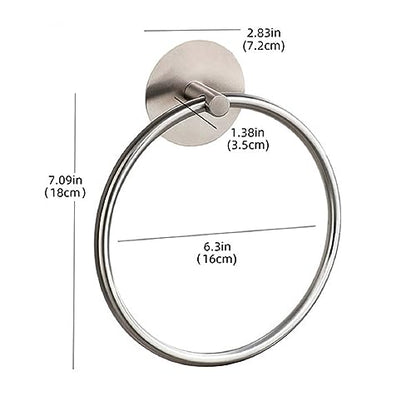 Towel Ring Self Adhesive No Drill Hand Modern Towel Holder for Bathroom SUS 304 Stainless Steel Brushed Nickel(Silvery) - color: Round Silver