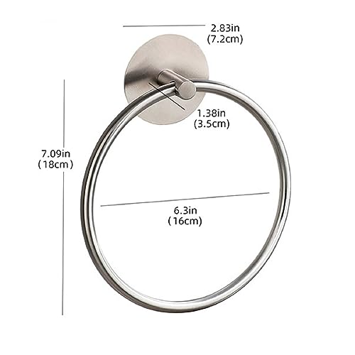 Towel Ring Self Adhesive No Drill Hand Modern Towel Holder for Bathroom SUS 304 Stainless Steel Brushed Nickel(Silvery) - color: Round Silver
