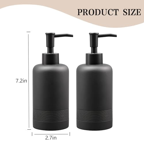 2pcs/Set Hand Soap Dispenser Sets - 10.8oz Refillable Resin Liquid Soap Dispensers with Rust-Proof Pump for Bathroom Countertop or Kitchen, Classic Black - color: Black