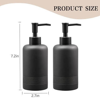 2pcs/Set Hand Soap Dispenser Sets - 10.8oz Refillable Resin Liquid Soap Dispensers with Rust-Proof Pump for Bathroom Countertop or Kitchen, Classic Black - color: Black