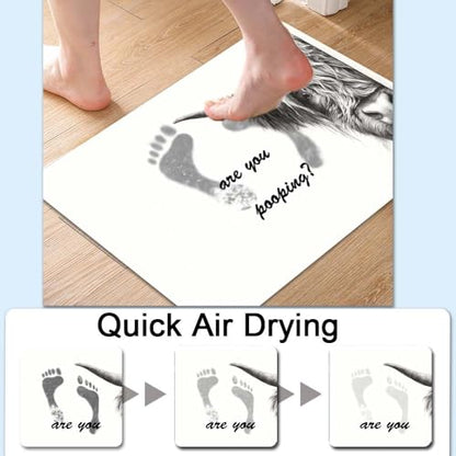 Bath Mat-Bathroom Rug，Highland Cow Prank Non Slip Quick Dry Stain Resistant Easy to Clean Care Shower Rug for Bathtub Shower Room 16×24Inch (40 * 60cm) - color: Highland Cow Prank, size: 16 x 24 inches
