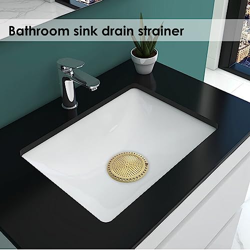 Huntonry Hair Drain Catcher, Shower Drain Hair Catcher, Shower Drain Strainer, Bathtub Drain Cover, Tub Drain Hair Catcher, Bathroom Sink Strainer, Bathroom Drain Protector, Flat, Round, Gold - color: Gold
