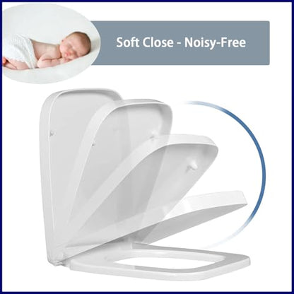 Quick Release Toilet Seat with Simple Top Fixing, Adjustable 360° Hinges - Standard WC Loo Seat