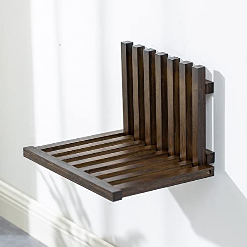 Gdrasuya10 Folding Shower Seat Bench Wall Mounted, Foldable Bathroom Shower Chair Stool Solid Wood Entryway Shoe Bench Rack Non-Slip 220 Lb Capacity for Seniors Adults Disabled
