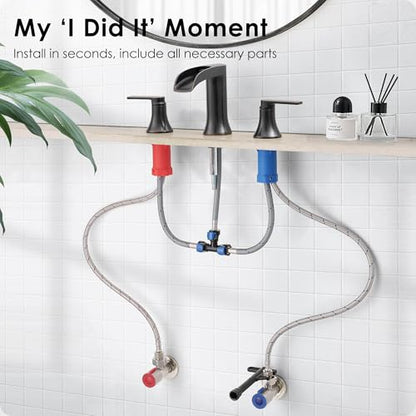 Oil Rubbed Bronze Bathroom Sink Faucet Widespread, 8 Inch Waterfall Faucet Bathroom 3 Hole with Pop-up Drain and cUPC Supply Lines, 2 Handles for Vanity, Restroom, Farmhouse, Brass Material - color: Oil Rubbed Bronze - Farmhouse