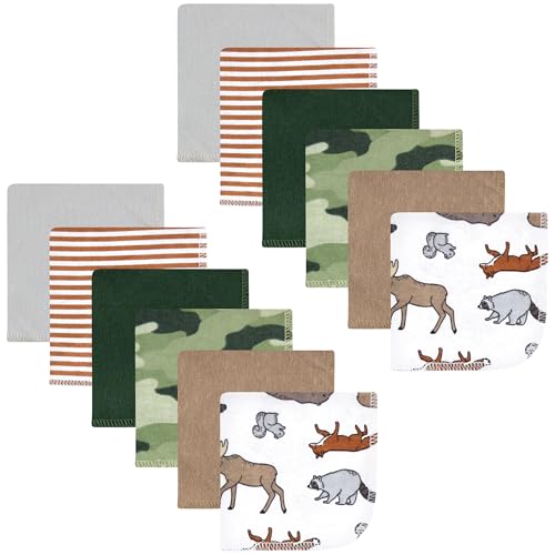 Hudson Baby Unisex Baby Flannel Cotton Poly Washcloths, Animal Adventure 12 Pack, One Size - color: Animal Adventure 12 Pack