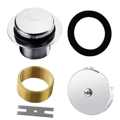HIDROP Chrome Tip Toe Tub Drain Kit, 1-Hole Overflow Faceplate Replacement | Brass and 304 Stainless Steel Tub Drain, Universal Fine/Coarse Thread fit 1-3/8" or 1-1/2" Tub Drain, Bathtub Conversion Kit - color: Chrome, style: 1 Hole