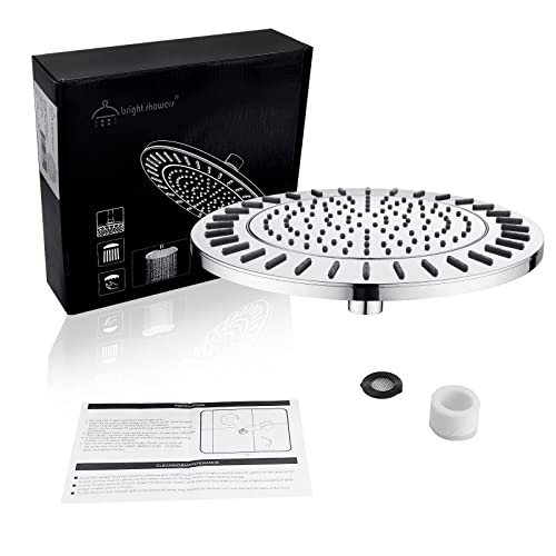 BRIGHT SHOWERS Rain Shower Head, 9 Inch High Pressure Waterfall Showerhead with Adjustable Angle and Anti-clogging Silicone Nozzles, Luxury Bathroom Overhead Shower, Chrome - color: Chrome