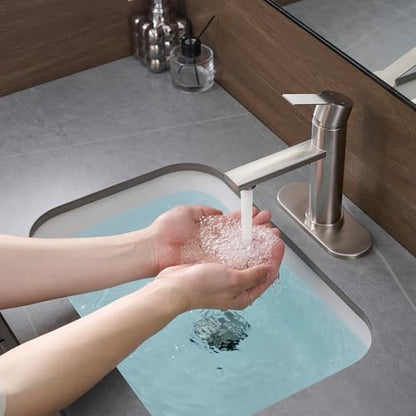 Bathroom Faucet Single Hole Single Handle Vanity Faucet | Modern Brushed Nickel Bathroom Faucet with Pop-Up Drain, Suitable for 1 Hole or 3 Hole Sink, Suitable for RV Etc Bathroom - color: Brushed Nickel