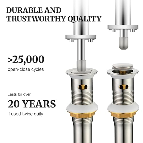 Pop up Sink Drain Stopper for Bathroom Vessel Vanity Sink Art Basin Brushed Nickel, Small Cap with Overflow, Metal Pop up Drain Strainer with Detachable Basket Stopper (Pack of 2) - color: Brushed Nickel, size: With Overflow (Pack of 2)