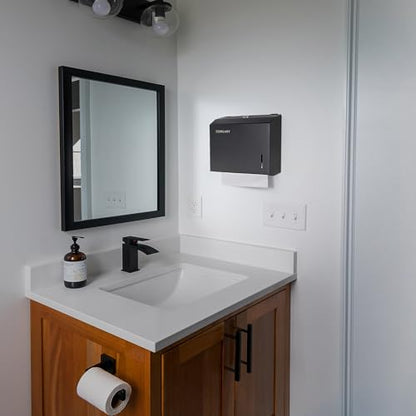 Gorlary Wall Mount Commercial Paper Towel Dispenser, Black, Lockable | Durable Stainless Steel, C-Fold Multifold Trifold Paper Towel Holder, Hand Paper Tissue Holder for Bathroom, Office - color: Small-black