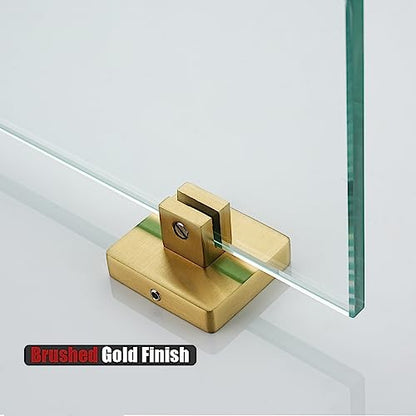 JQK Bathroom Glass Shelf Gold, Tempered Glass Shower Storage 8 by 5 inches, 304 Stainless Steel Brushed Gold Wall Mount, TGS201L8-BG - color: Brushed Gold, size: 8 Inch