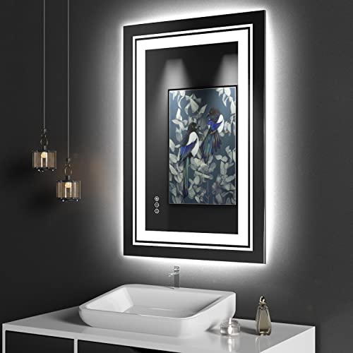Snowdool 24 x 36 in LED Bathroom Mirror, Front and Backlit, Anti-Fog | Front and Backlit, Stepless Dimming, Anti-Fog, Memory Function - size: 24"L x 36"W