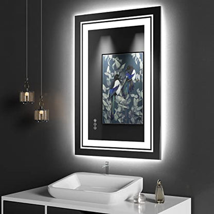 Snowdool 24 x 36 in LED Bathroom Mirror, Front and Backlit, Anti-Fog | Front and Backlit, Stepless Dimming, Anti-Fog, Memory Function - size: 24"L x 36"W