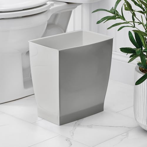 iDesign Small Plastic Bathroom Trash Can, Slim Rectangle, 4-Pack | Garbage Bin - color: Gray, style: Pack of 4