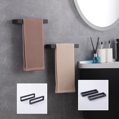 GERZWY Modern Black Towel Holder Stainless Steel Towel Ring for Bathroom Lavatory Wall Mount Contemporary Style 2 Pack HG1716-2BK - color: Black
