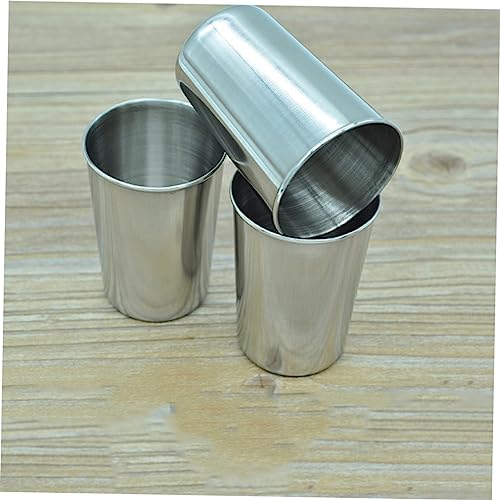 Cabilock 4pcs Stainless Steel Water Tumbler Cups Bathroom Drinking Cups for Beverages Smooth Surface Multi-use Rinsing Beverage Holder Silver Finish for Home Use