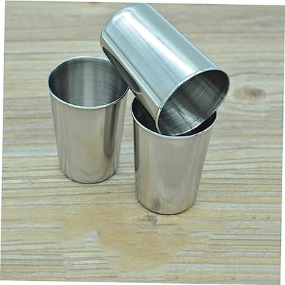 Cabilock 4pcs Stainless Steel Water Tumbler Cups Bathroom Drinking Cups for Beverages Smooth Surface Multi-use Rinsing Beverage Holder Silver Finish for Home Use
