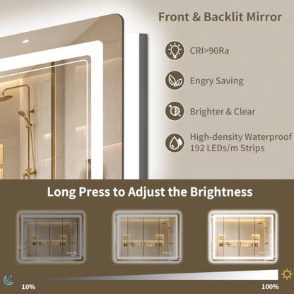 36"x36" LED Bathroom Mirror with Lights, Backlit + Front Lit, Anti-Fog, Lighted Bathroom Mirror for Wall, HD Shatterproof Tempered Glass, Dimmable, Memory Function (Horizontal/Vertical) - size: 36"L x 36"W